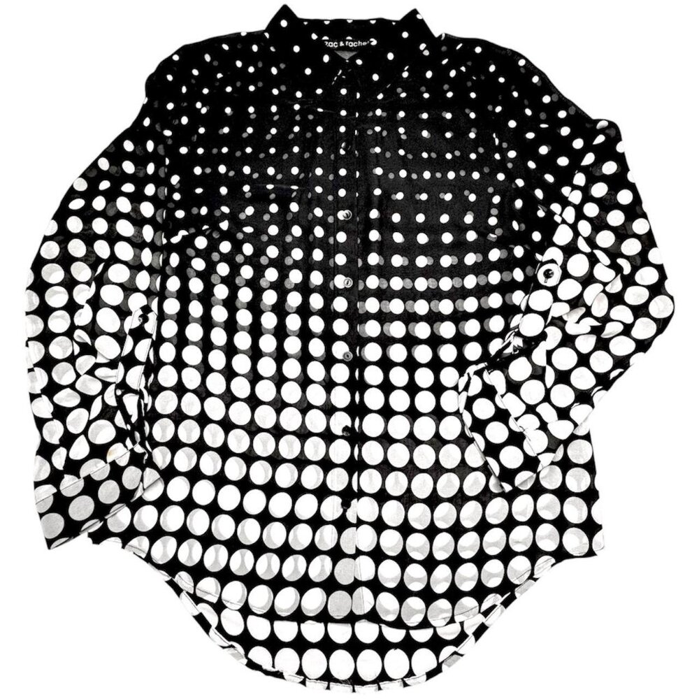Black and white polka dot button down shirt, size large. Retro workwear